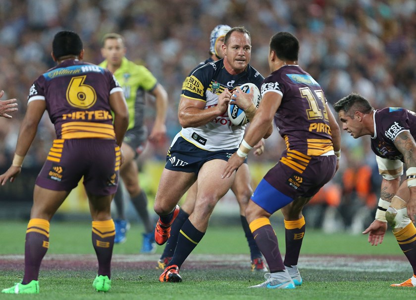 Matt Scott in the 2015 grand final win over the Broncos.