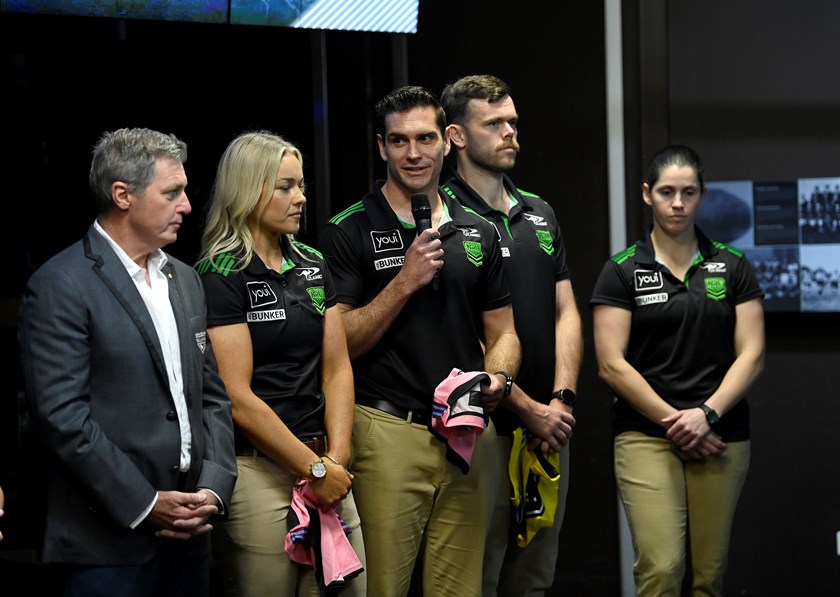 Ziggy Przeklasa-Adamski speaks at the Grand Final match officials annoucment.