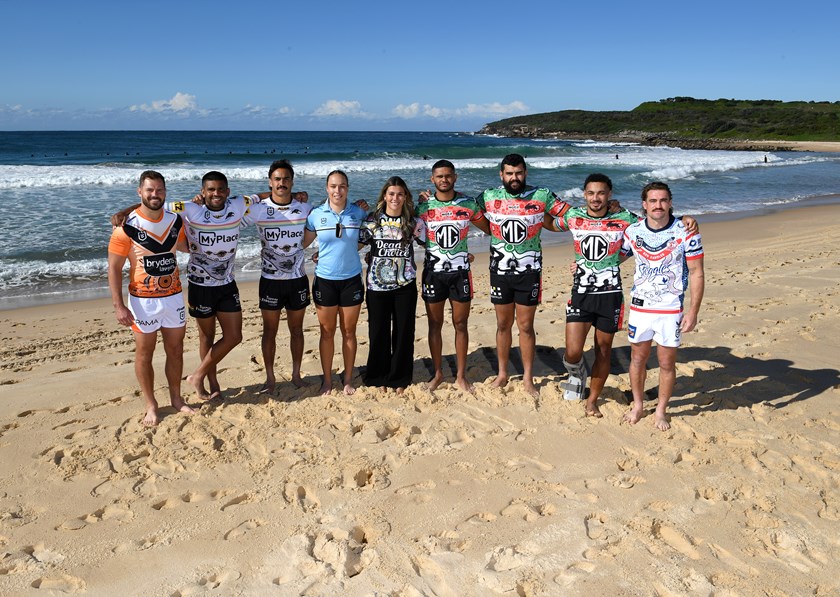 A host of NRL and NRLW stars helped launch this week's Indigenous Round at Maroubra Beach.