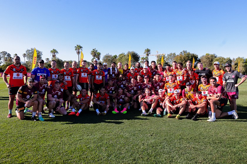 Queensland Maroons and Brisbane Tigers following their opposed session at Sanctuary Cove, 