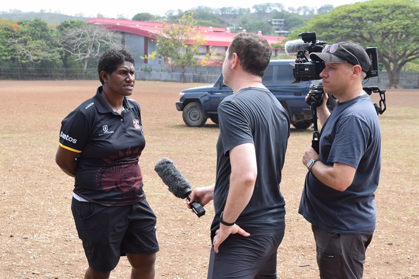 Cathy Neap is interviewed at a recent school visit.