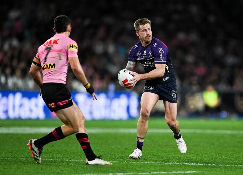 Cameron Munster in action for Storm in the 2024 grand final against Penrith.