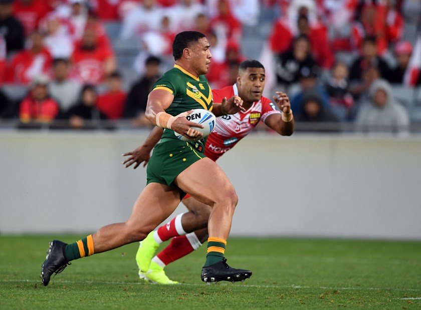 Tyson Frizell in action for Australia against Tonga.