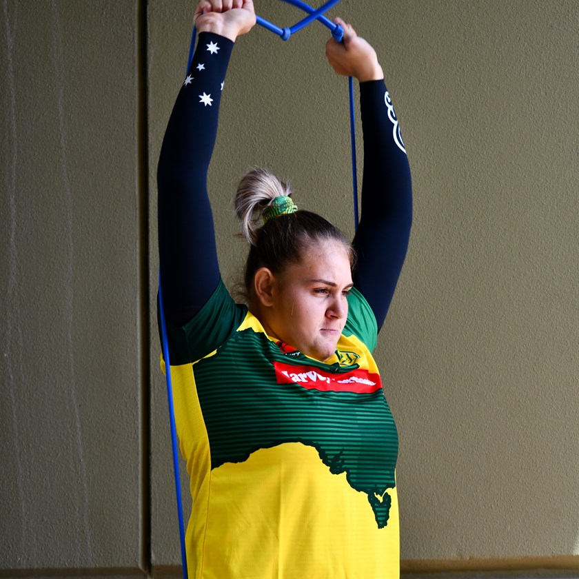 Caitlan Johnston at Jillaroos training. 