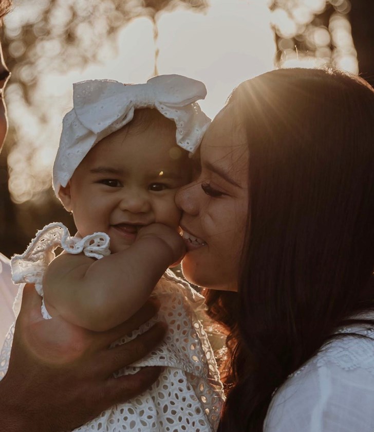 Kepaoa's partner Jade and daughter Manea.