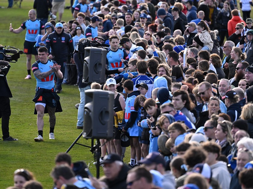 The Blues were mobbed by NSW fans at Blue Mountains Grammar School on Wednesday.