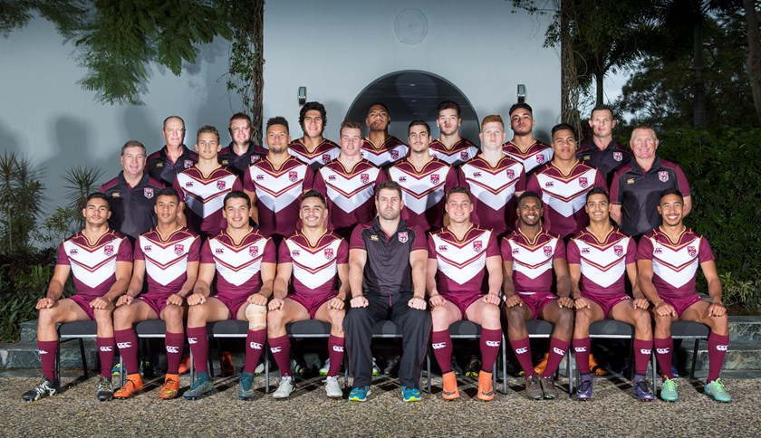 The 2016 Queensland Under 18 team with coach Josh Hannay, captain Brent Woolf and 2023 Game III Origin players Pat Carrigan and Corey Horsburgh. Corey Allan, also in the team, made his Origin debut in 2020.