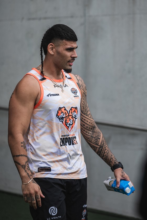 Terrell May in Wests Tigers colours.