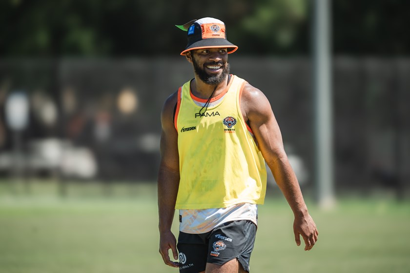 Sunia Turuva at Wests Tigers training. 