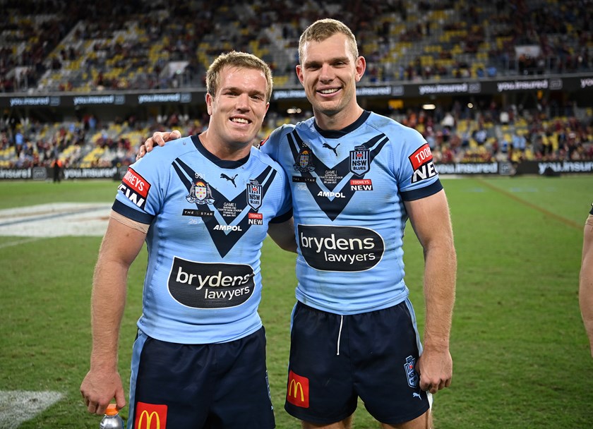 Tom Trbojevic (right) is eager to play in a NSW side captained by his older brother Jake (left).