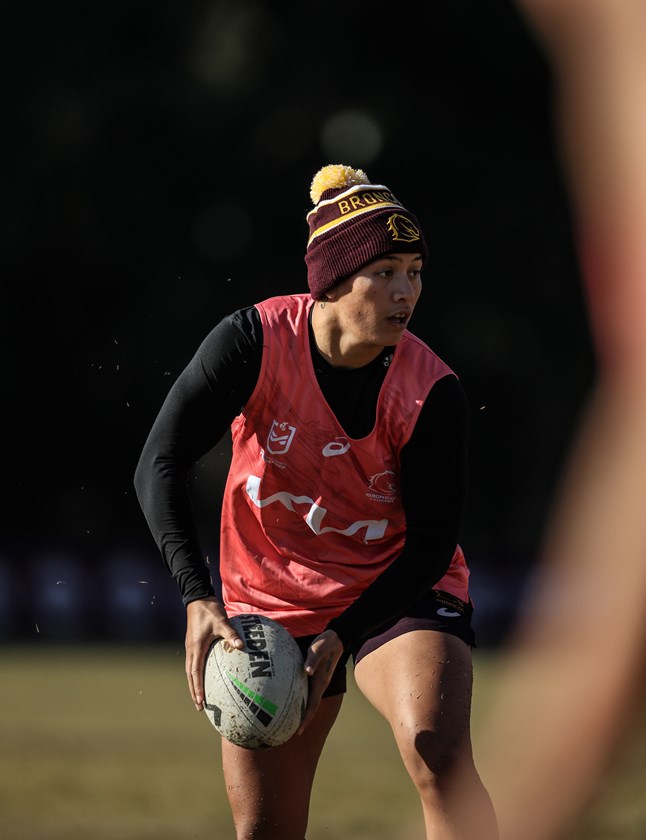 Gayle Broughton at Broncos training.