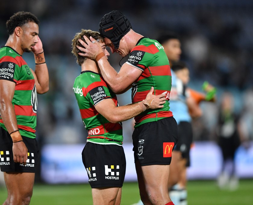 Jack Wighton embraces Jye Gray following his debut.