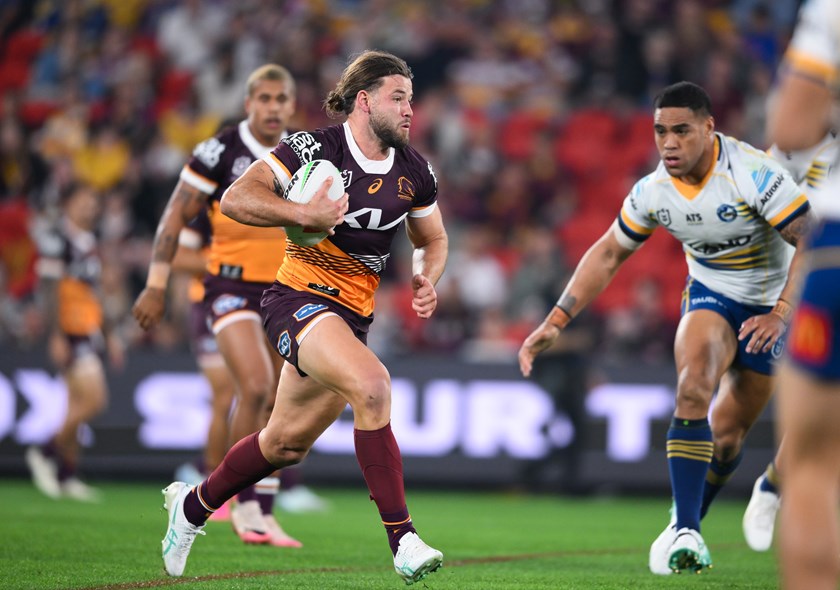 Pat Carrigan in action for the Brisbane Broncos in the 2024 season.