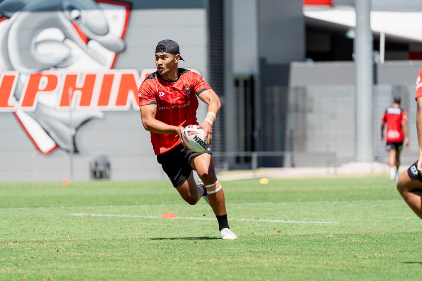 Isaiya Katoa training with Tonga at Kayo Stadium.