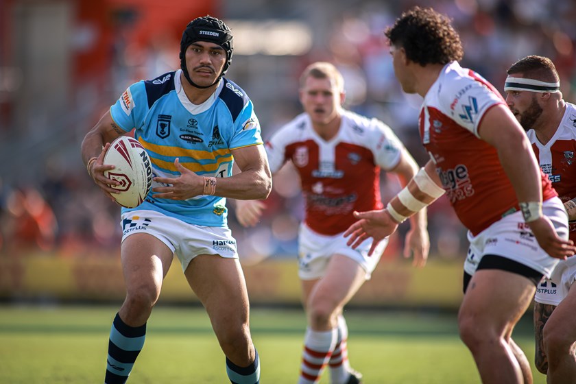 Brendan Piakura in action for Norths Devils during the Hostplus Cup grand final. 