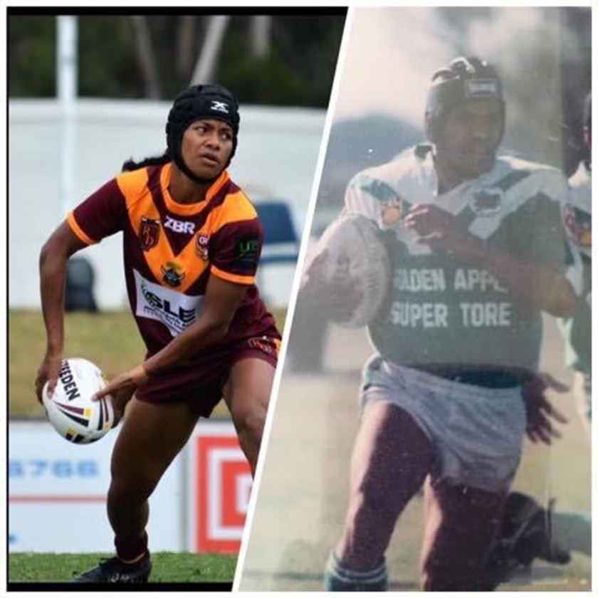 Ua Ravu playing for the Riverina Bulls and Elwyn Ravu playing for the Leeton Greens.