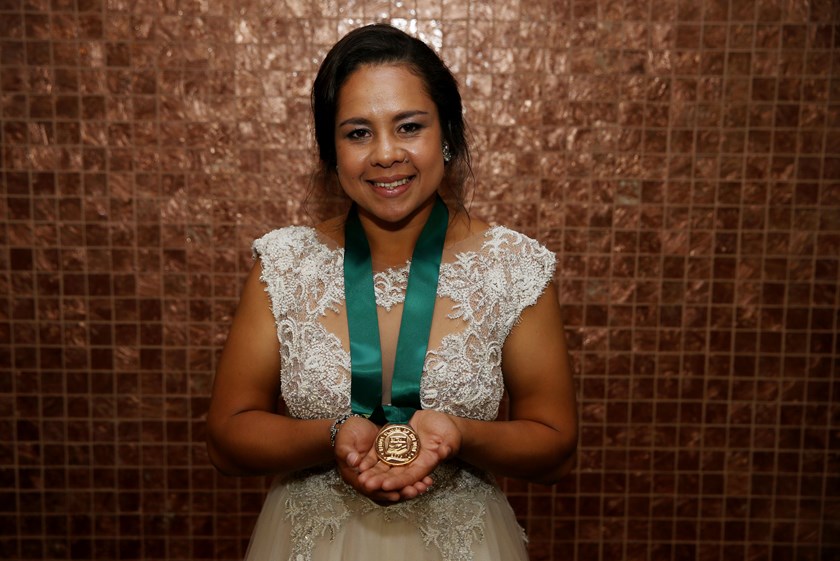 Jenni-Sue Hoepper with the inaugural Women's Dally M award.