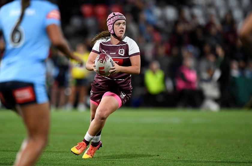 Rilee Jorgensen in action for the Queensland Under 19 Maroons side. 