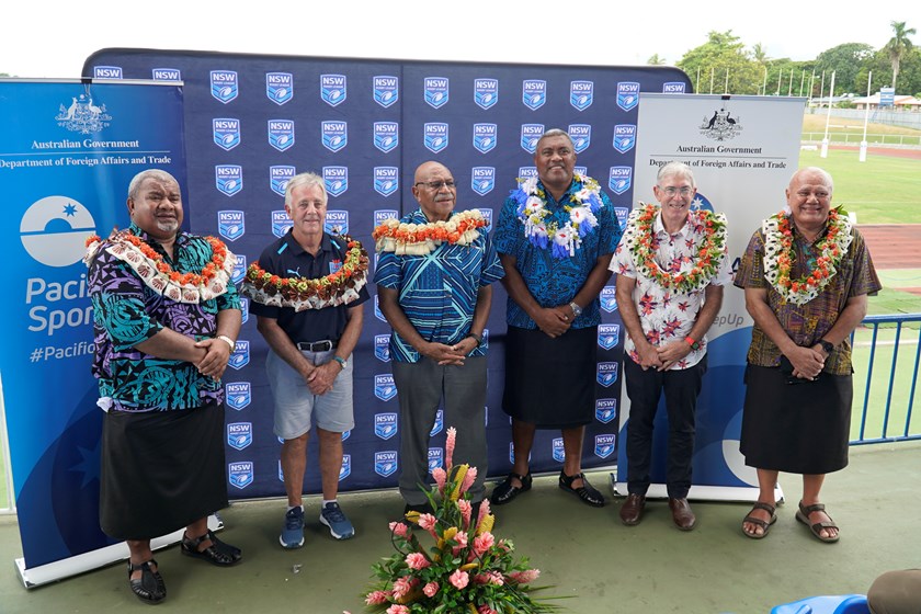 Petero Civoniceva with other dignitaries at the 2024 season launch with the Silktails in April in Lautoka.