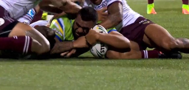 Rd 8: Raiders v Sea Eagles - No Try 11th minute - Junior Paulo