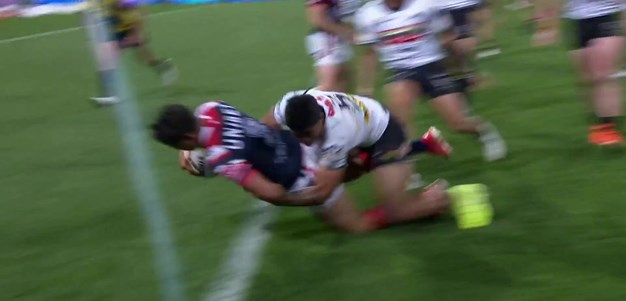 Latrell Mitchell barges over