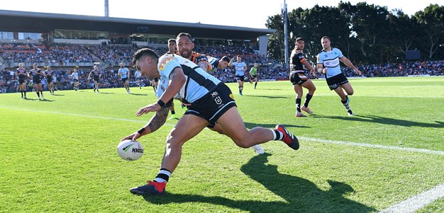 Feki scores as an offload in the middle create space out wide