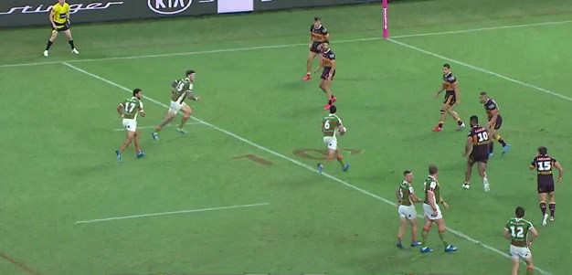 Johnston collects his own kick to get the Rabbitohs to within four-points