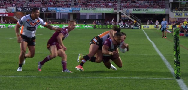 Quality lead up work from Schuster and DCE creates a try for Taufua