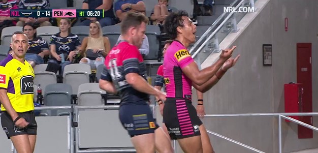 Crichton takes the kick and offloads to Luai