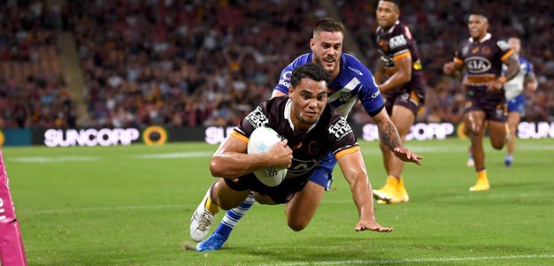 Coates leaps high then sprints away to score off the kick-off