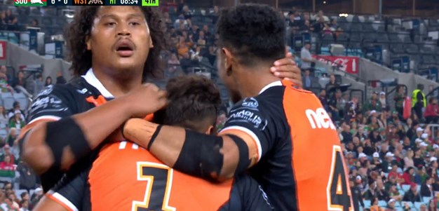 The left edge of the Wests Tigers conjure a beauty