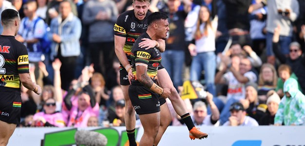 Leniu gets handed his first try in the NRL