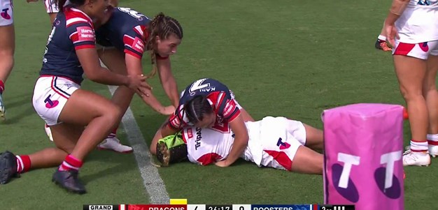 Raecene McGregor stops her sister from scoring