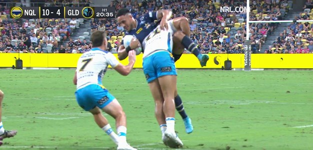 Holmes runs into a Fifita wall