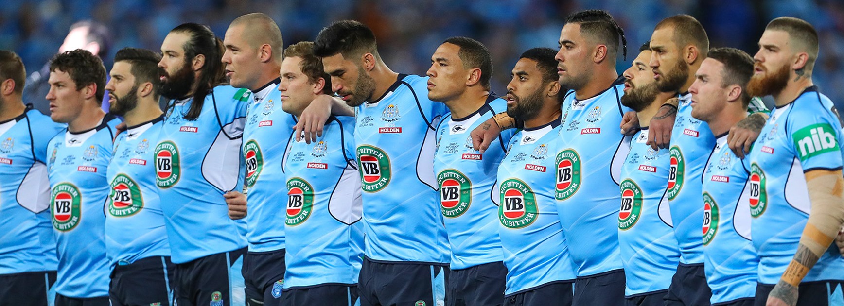 NSW players before Game Three of State of Origin.