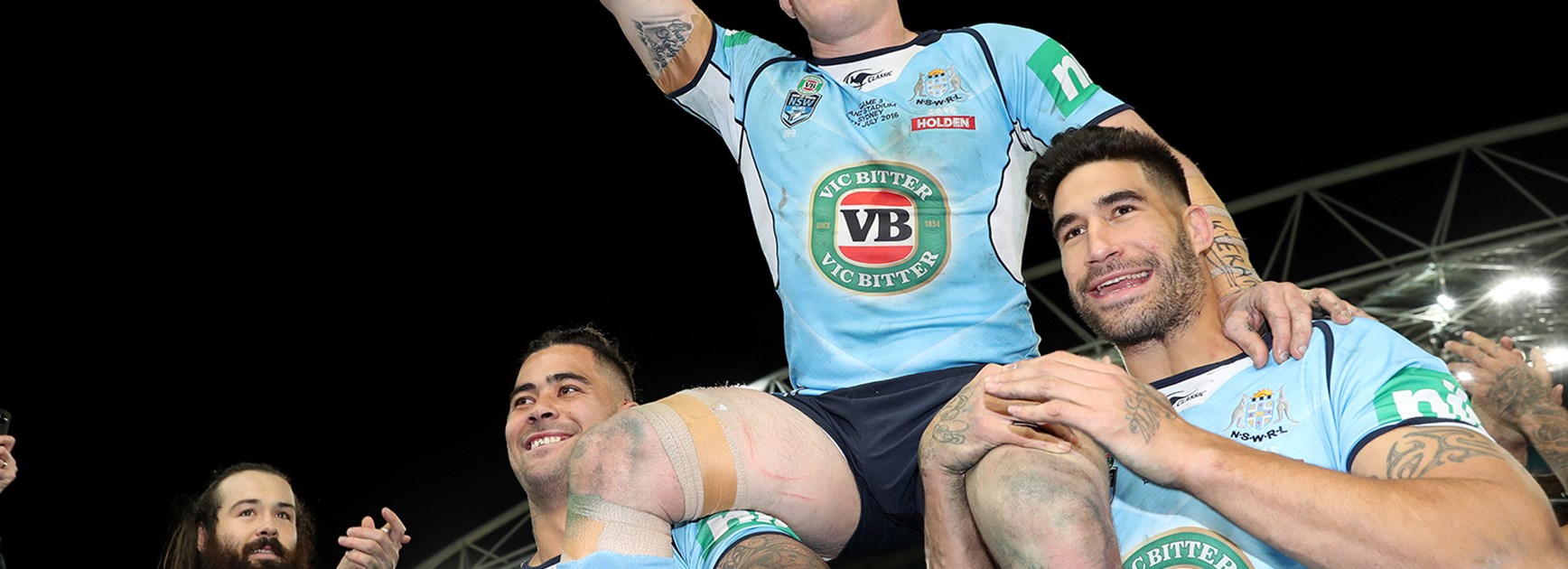 Paul Gallen celebrates his last Origin game in style.