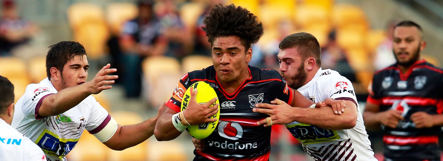 Teenage Warriors prop Isaiah Papalii in action in the Holden Cup in 2016.