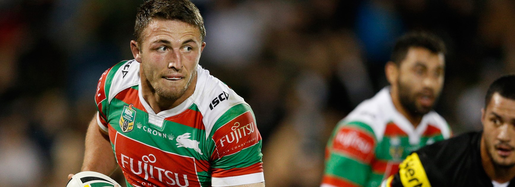 Rabbitohs lock Sam Burgess in action against Penrith.