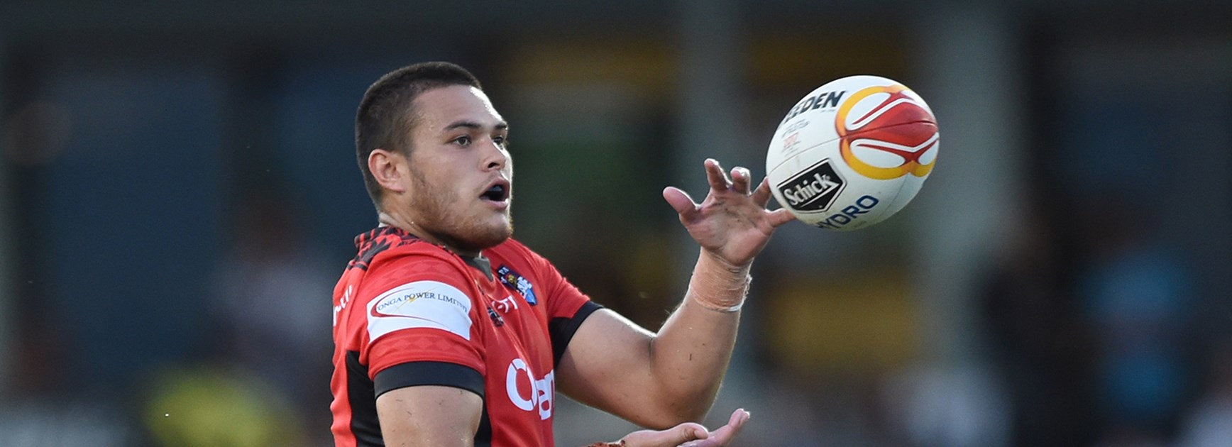 Tonga's Tui Lolohea in action against Scotland at the Rugby League World Cup.