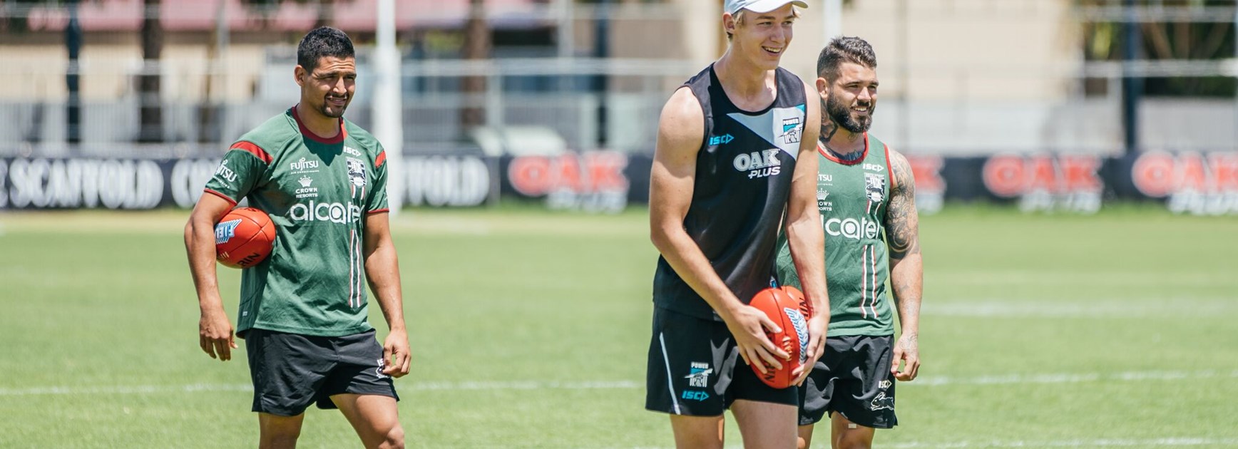 Cody Walker and Adam Reynolds at Port Adelaide training.