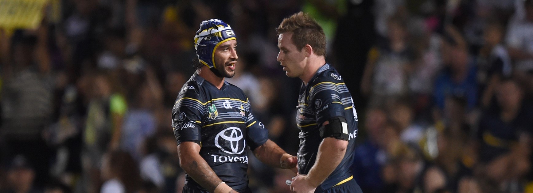 Cowboys halves Johnathan Thurston and Michael Morgan.