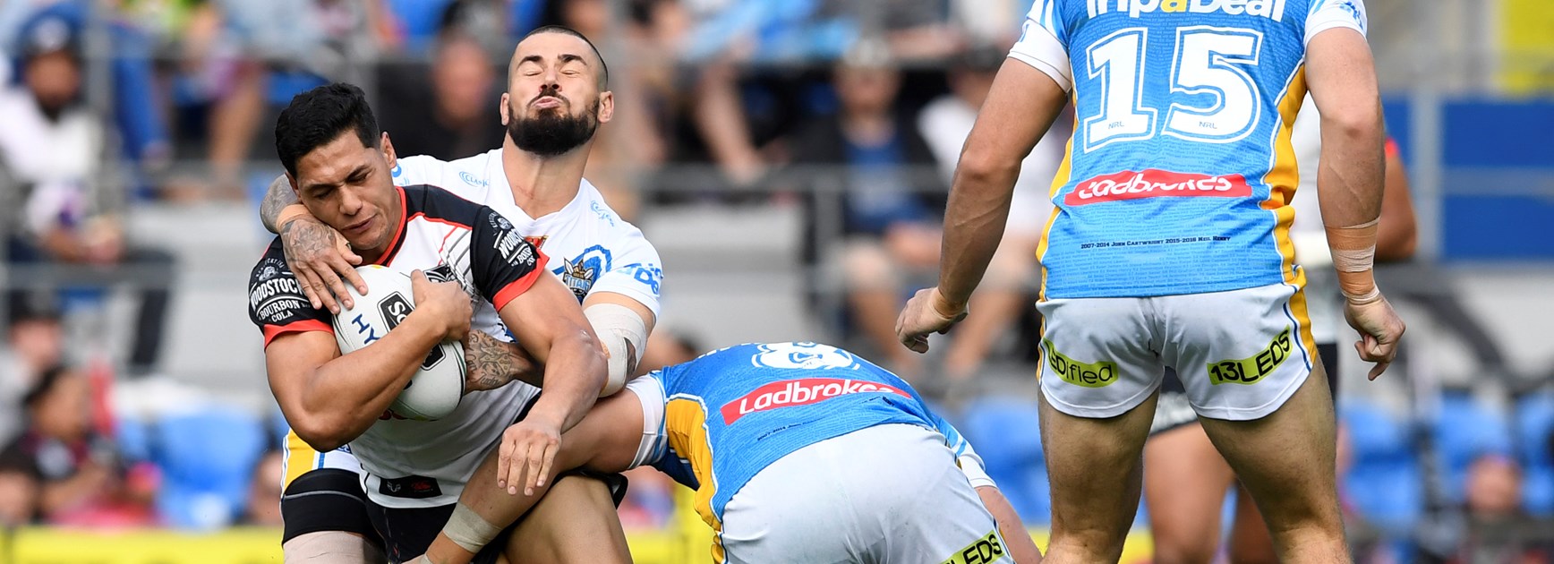 Roger Tuivasa-Sheck in action against the Titans in 2017.