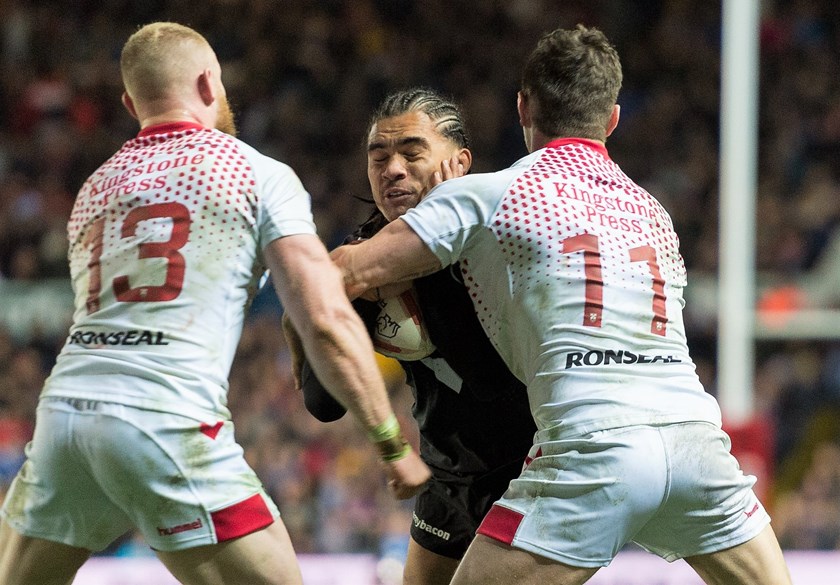 Isaiah Papali'i in his Kiwis debut against England.