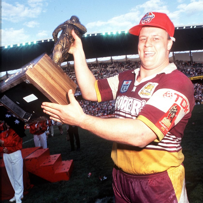 Brisbane Broncos premiership-winning prop Glenn Lazarus after the 1992 grand final.