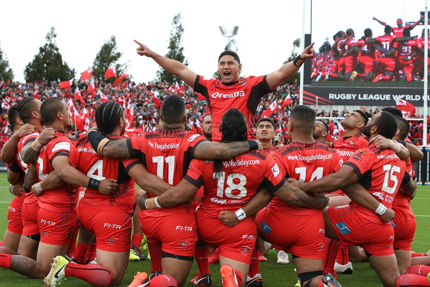 The Tongan team at the 2017 Rugby League World Cup.