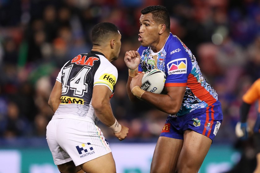 Daniel Saifiti on the burst against Penrith.