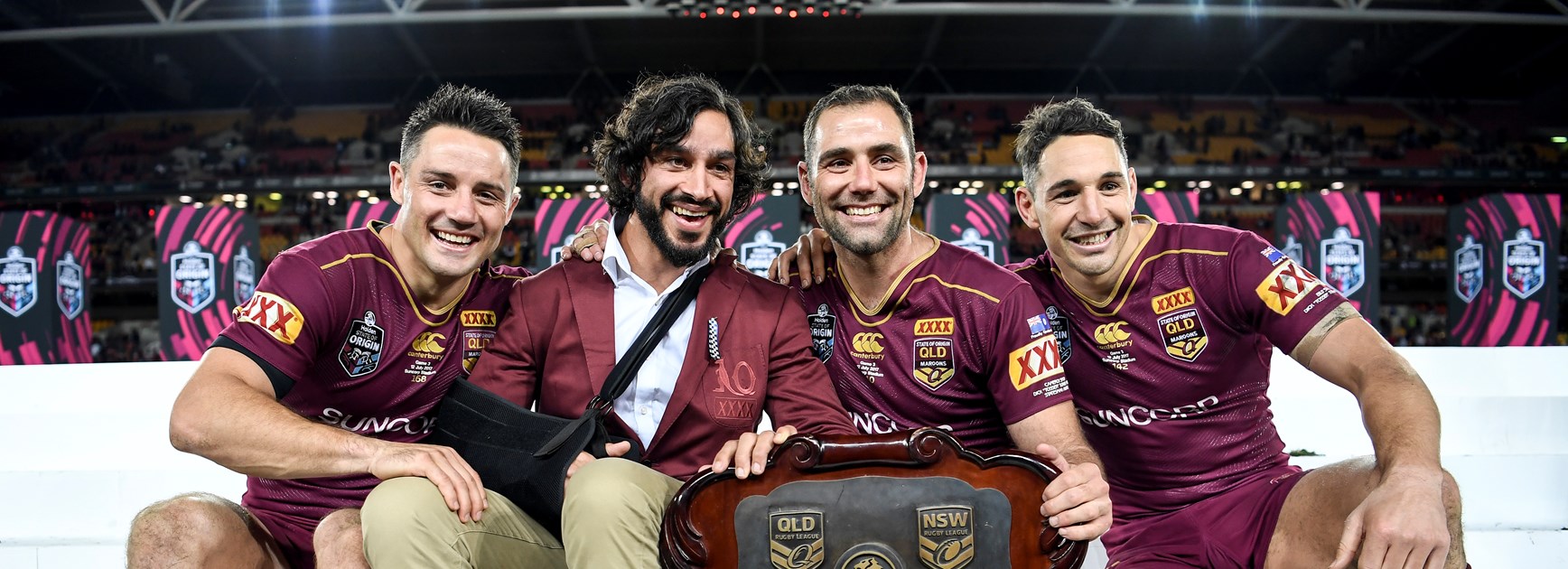 Queensland veterans Cooper Cronk, Johnathan Thurston, Cameron Smith and Billy Slater.
