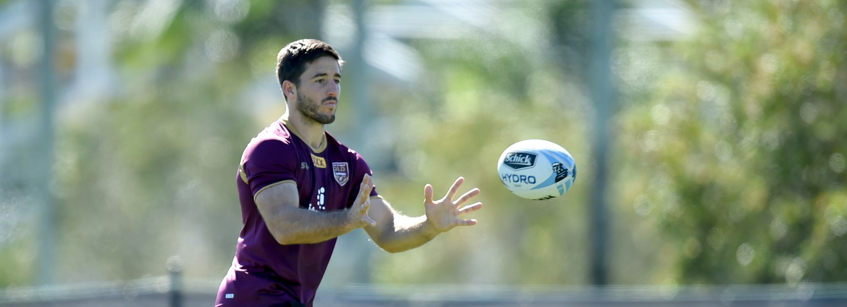 Queensland halfback Ben Hunt at training. 