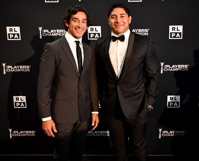 Johnathan Thurston and Jason Taumalolo at the RLPA Players' Champion awards.