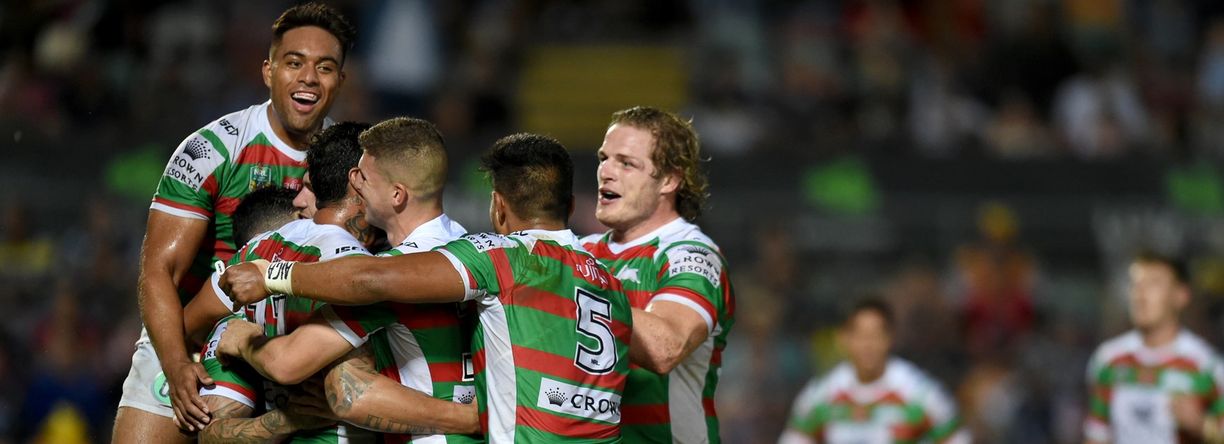 Rabbitohs celebrate against the Cowboys.